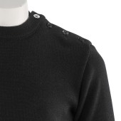 Pullover 100% pure woll Black, unisex made in France Orcival