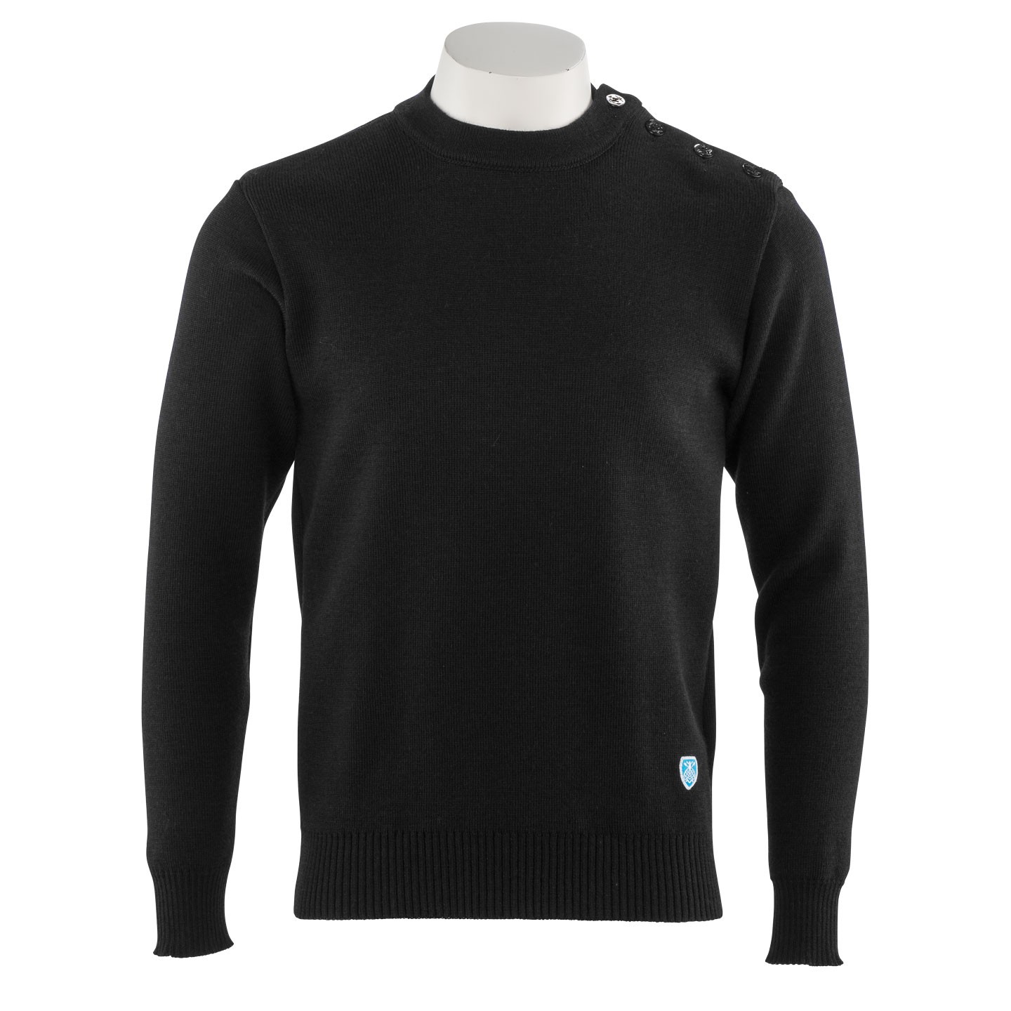 Pull marin 100% laine Noir, mixte made in France Orcival