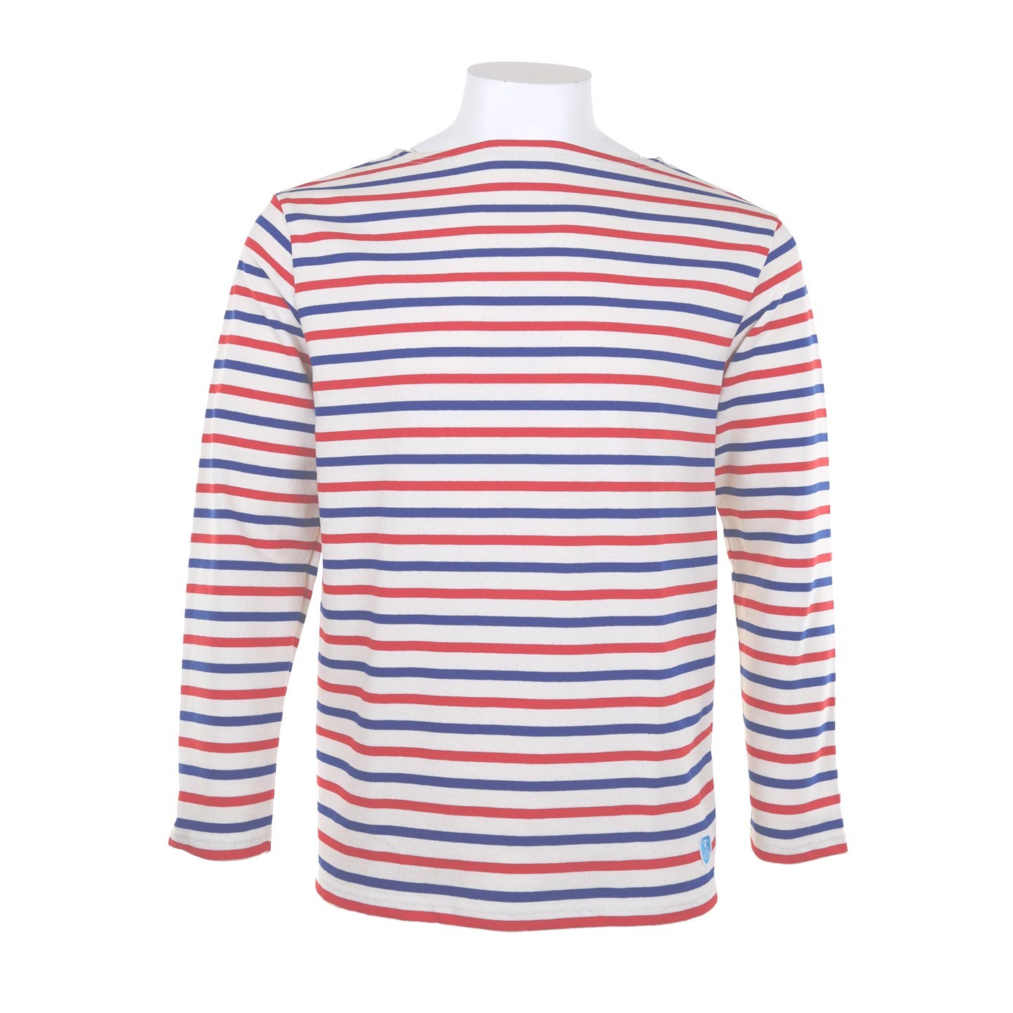 Marinière Ecru / Bleu / Rouge, mixte made in France Orcival tshirt rayé France