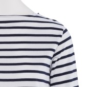 Striped shirt White / Navy, unisex made in France combed cotton Orcival