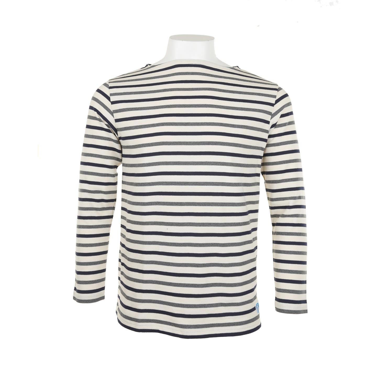 Breton shirt Écru / Amiral / Anthracite, mixte made in France Orcival