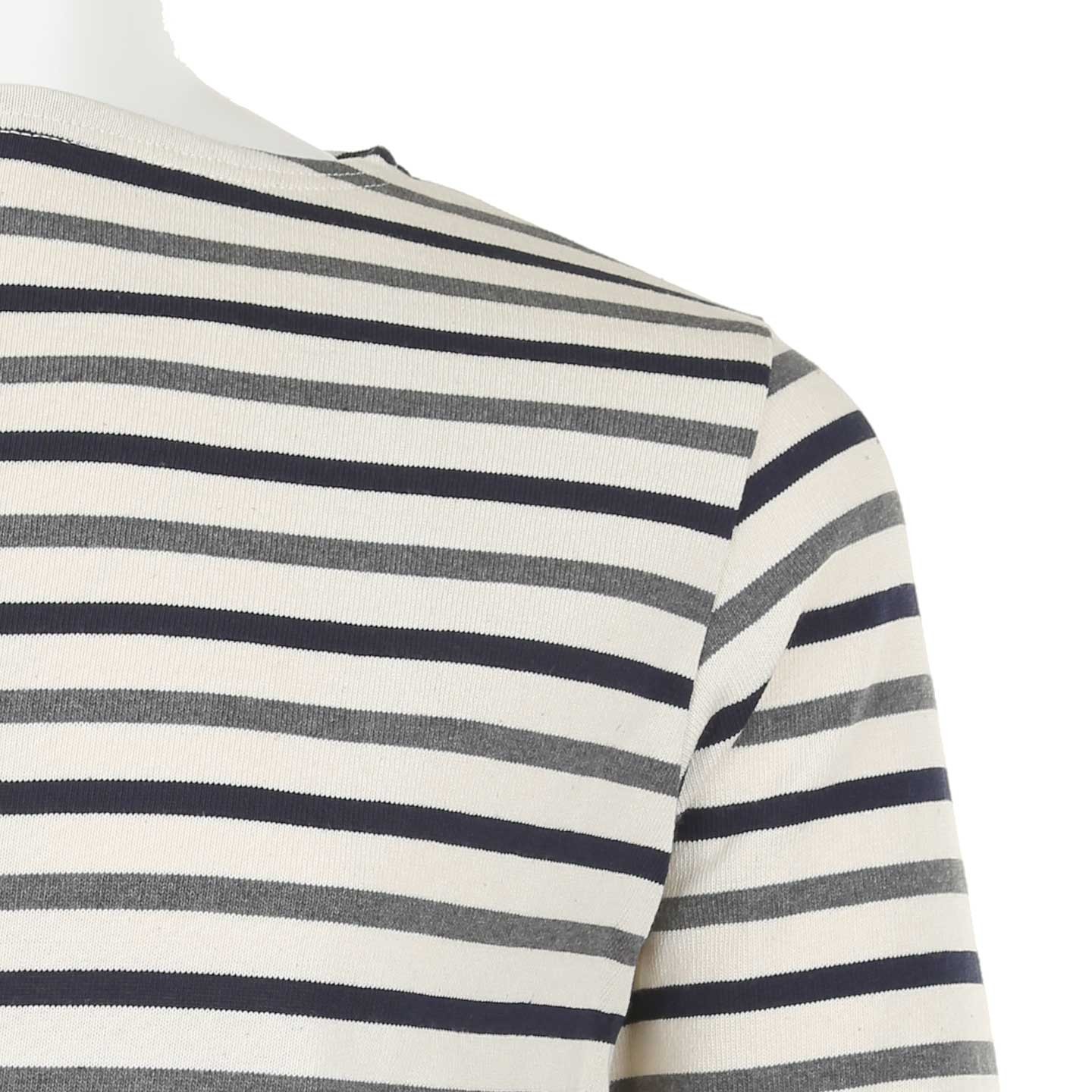 Breton shirt Écru / Amiral / Anthracite, mixte made in France Orcival