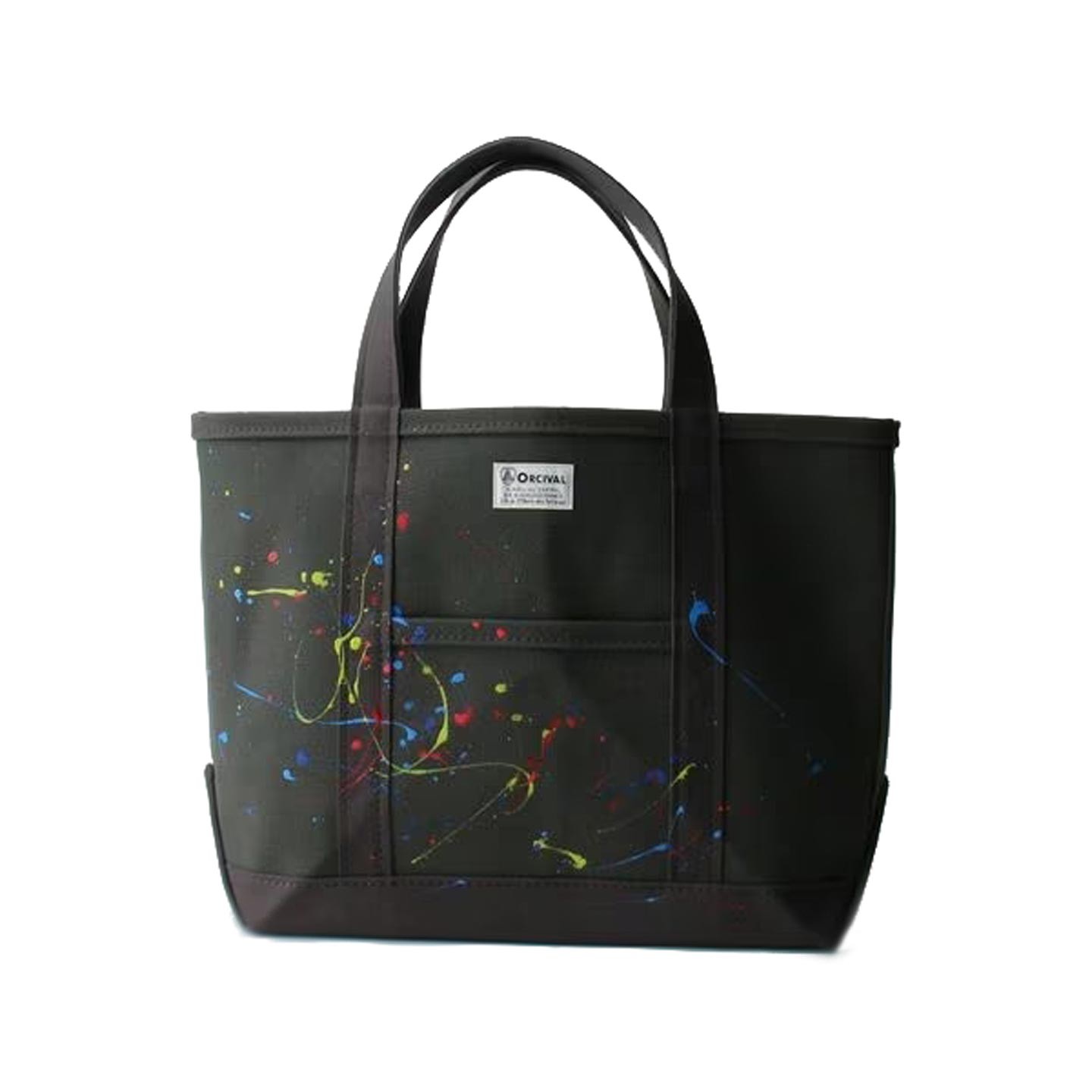 Painted charcoal canvas tote bag medium