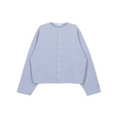 Crew neck cardigan 100% cotton, unisex Orcival sax