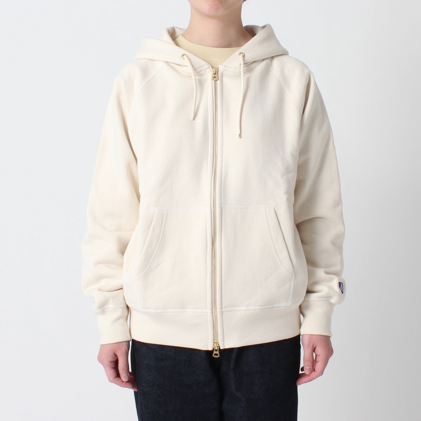 Zip Hoodie Ecru 100% cotton, unisex orcival