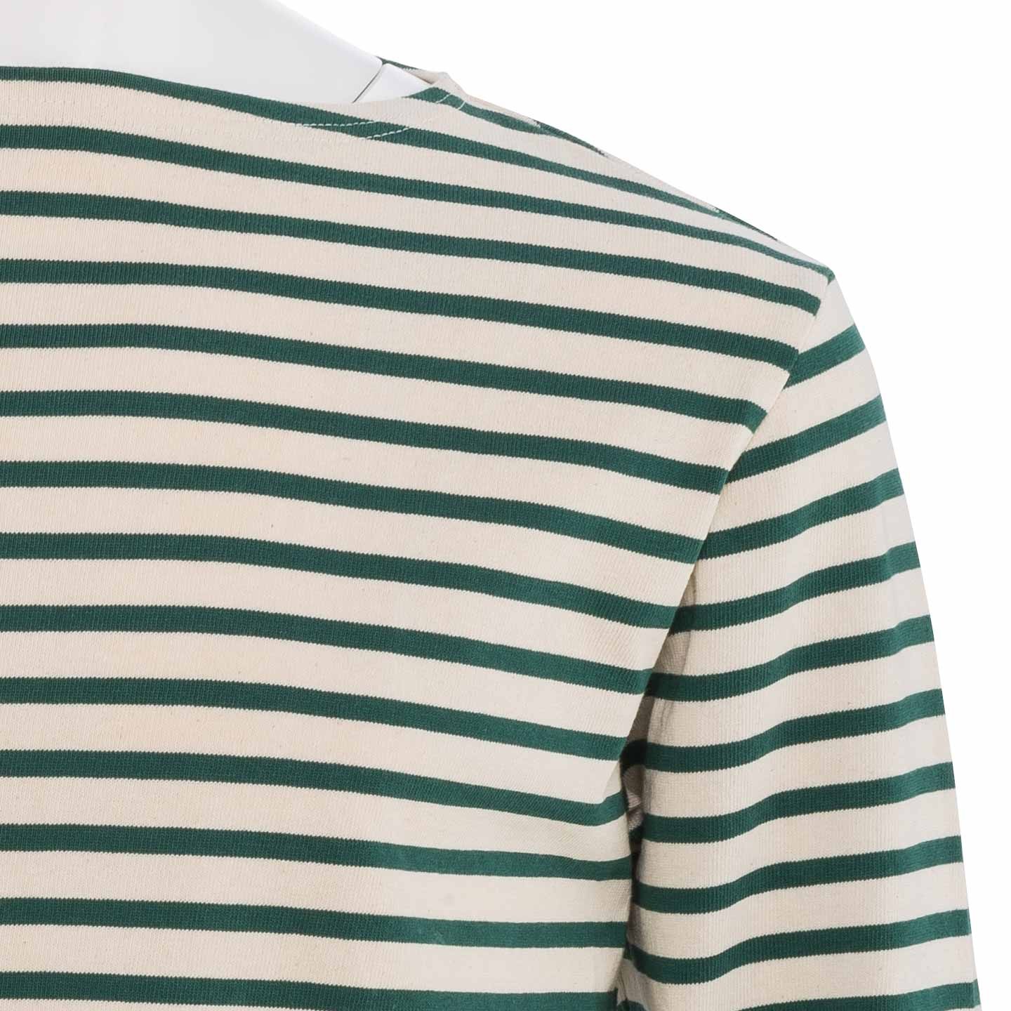 Striped shirt Ecru / Grass, unisex made in France Orcival