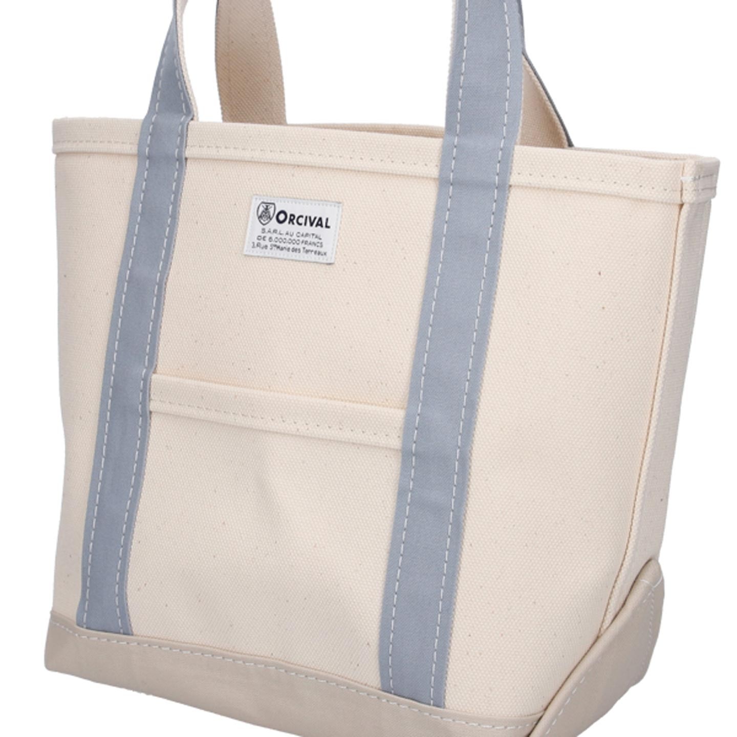 Ecru / Blue Grey / Sand Beige Canvas Tote Bag medium