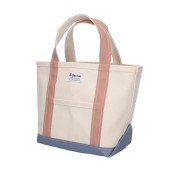 Ecru / Smocky Pink / Greyish Blue Canvas Tote Bag medium
