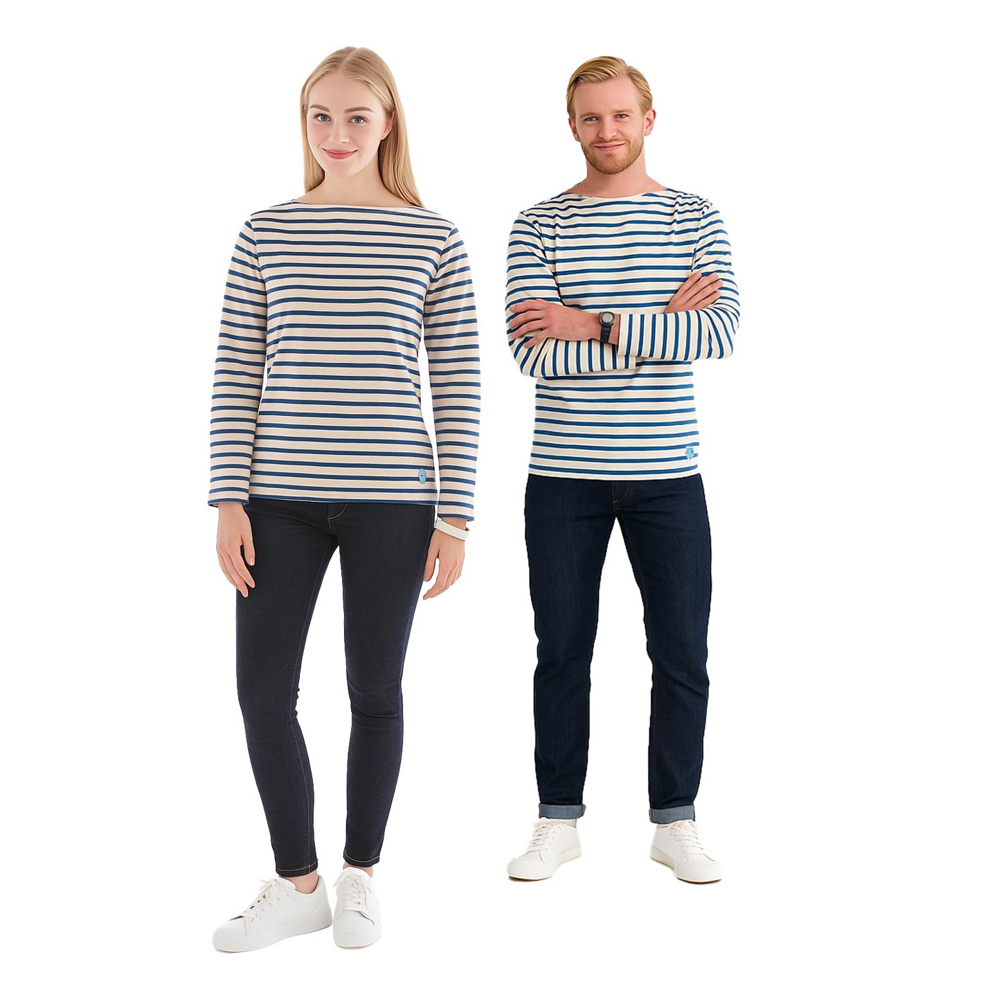 Marinière Mixte Écru / Indigo mixte fabriqué en France Orcival