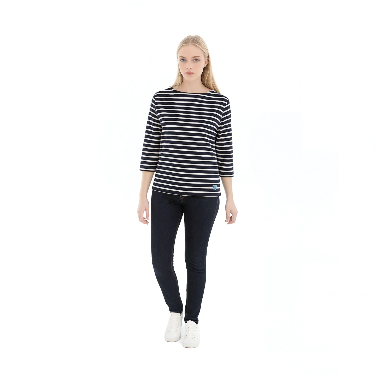 Striped shirt Navy / Écru, unisex made in France Orcival Striped shirt Navy / Écru, unisex made in France Orcival