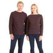 Marinière Marine / Noisette, mixte fabriqué en france Orcival