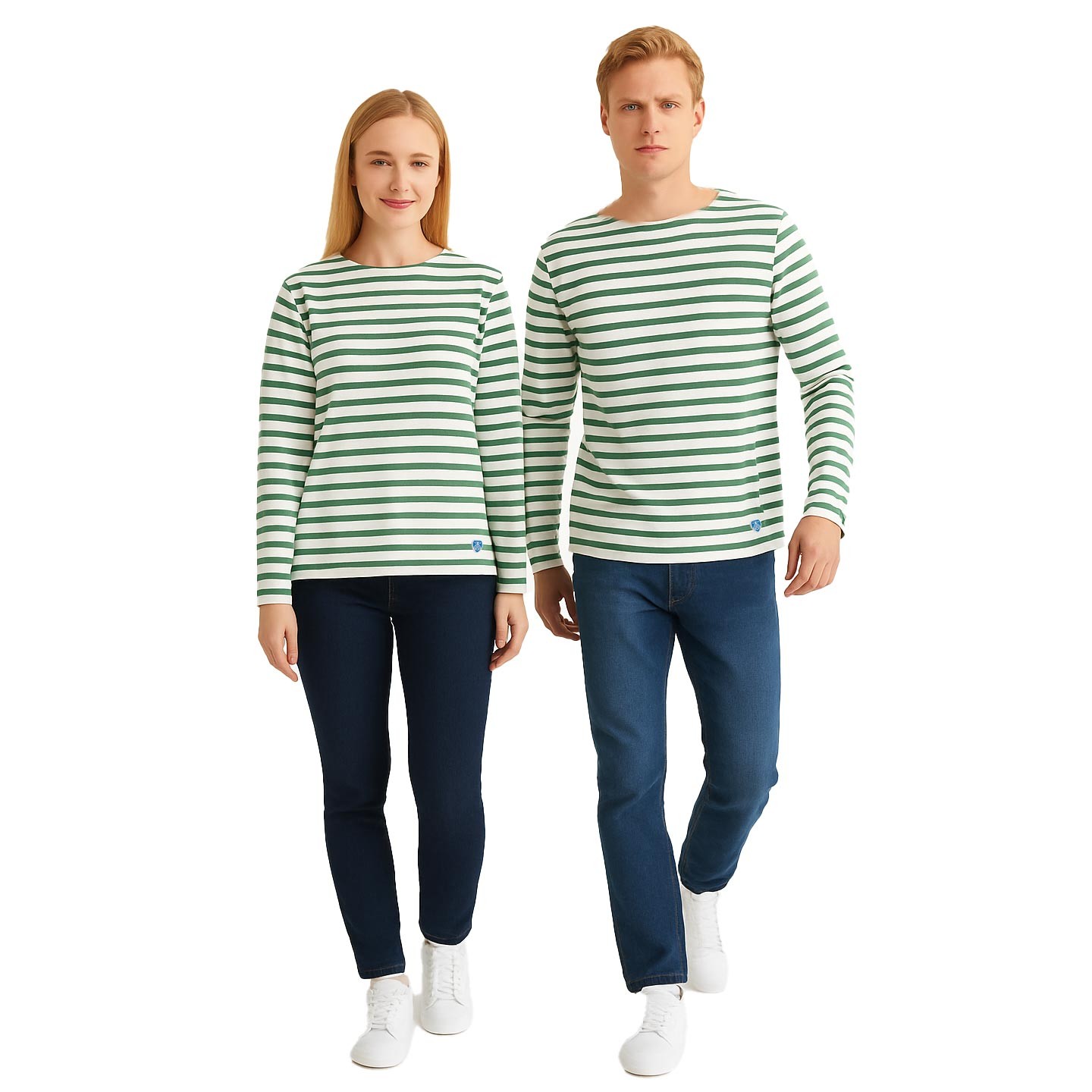 Ecru / Cress breton shirt, unisex Orcival Ecru / Cress breton shirt, unisex Orcival