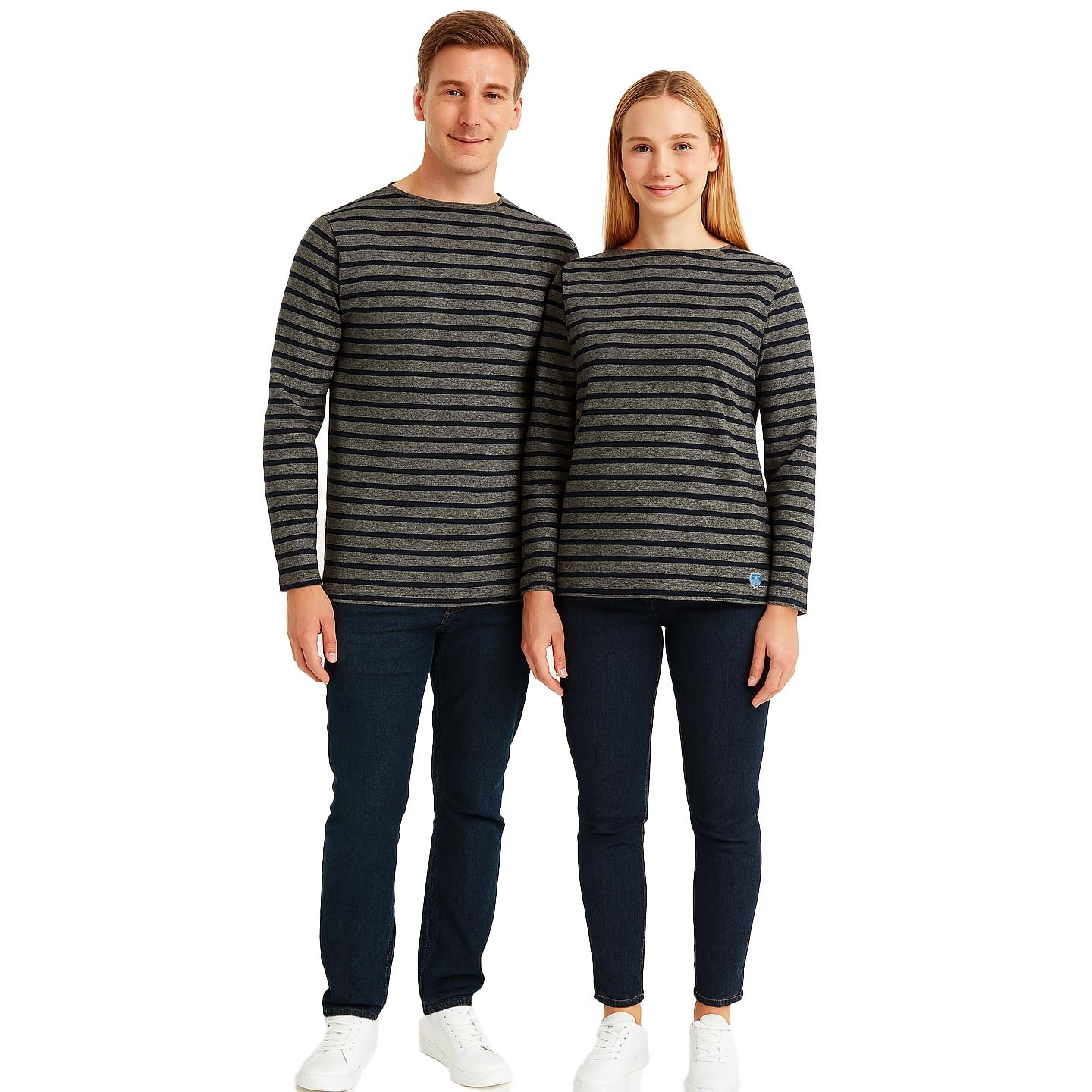 Marinière Mixed Grey / Navy, unisex made in France Orcival