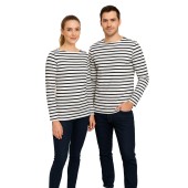 Striped shirt White / Black, unisex made in france Orcival