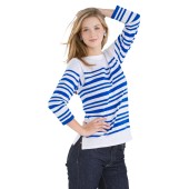 Basque shirt Rachel 1952 White / Blue, woman made in France Orcival Pablo