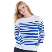 Basque shirt Rachel 1952 White / Blue, woman made in France Orcival Pablo