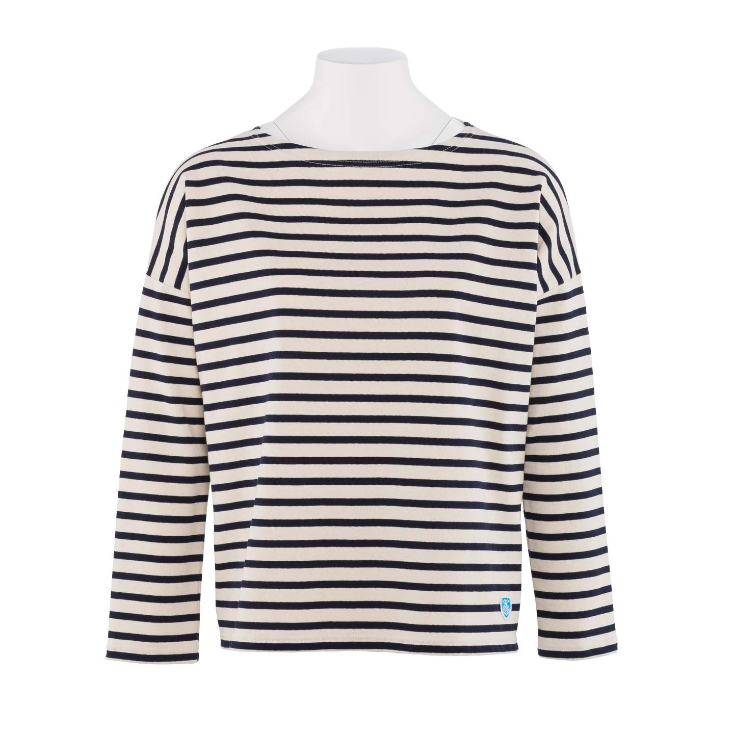 Striped shirt Ecru / Marine oversize Made in France Orcival