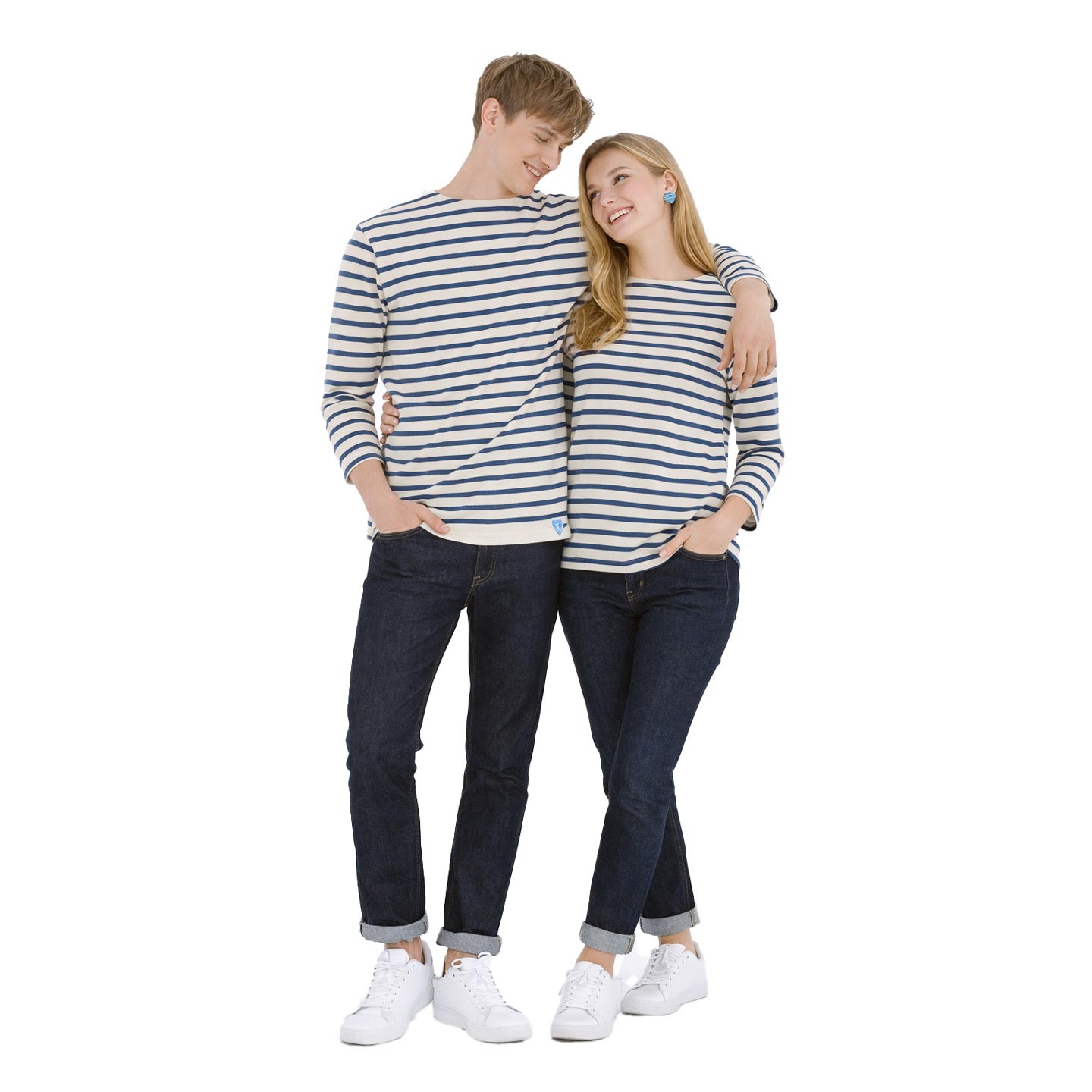 Marinière Mixte Écru / Indigo mixte fabriqué en France Orcival