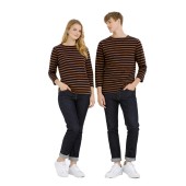 Marinière Marine / Noisette, mixte fabriqué en france Orcival