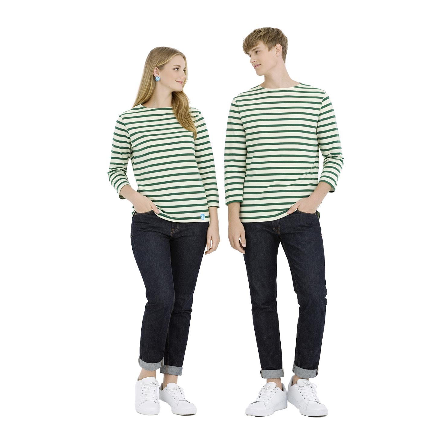 Ecru / Cress breton shirt, unisex Orcival
