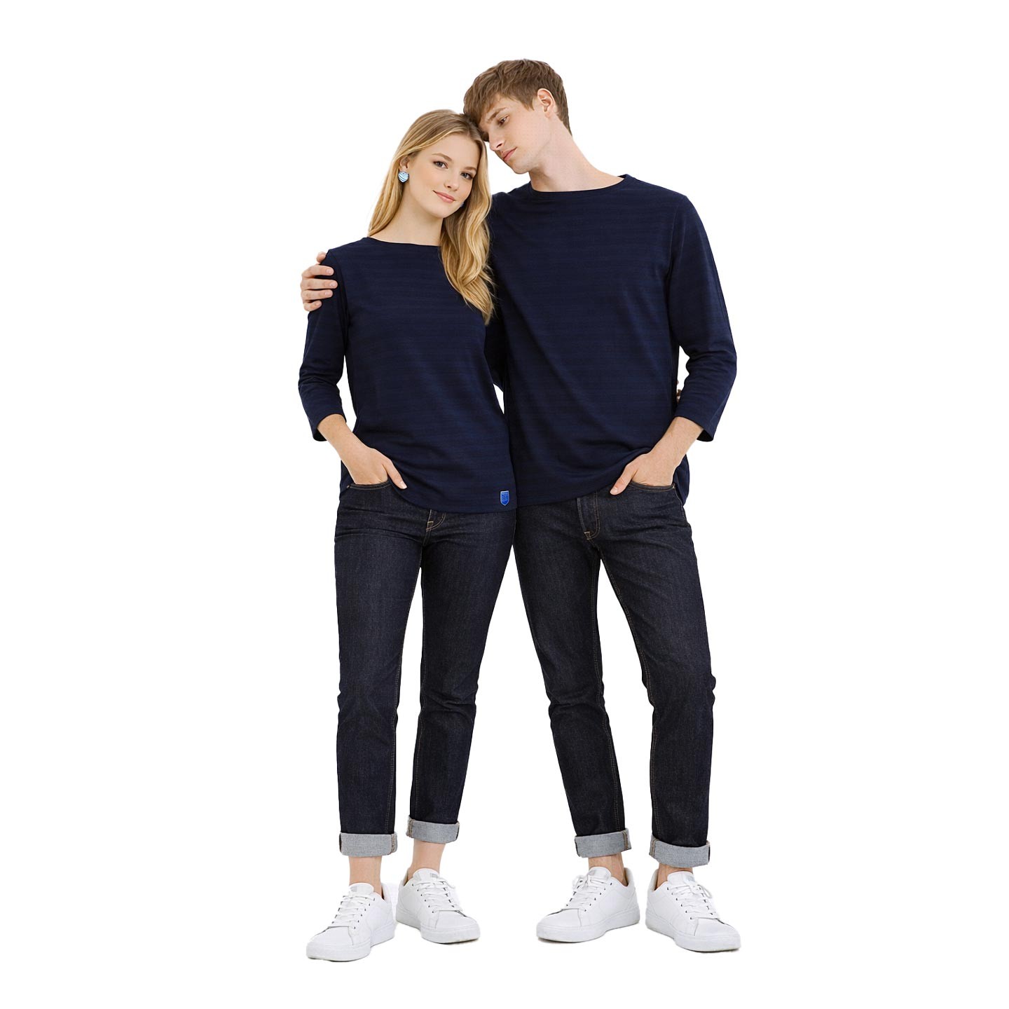 Striped shirt Navy / Marine, unisex made in france Orcival