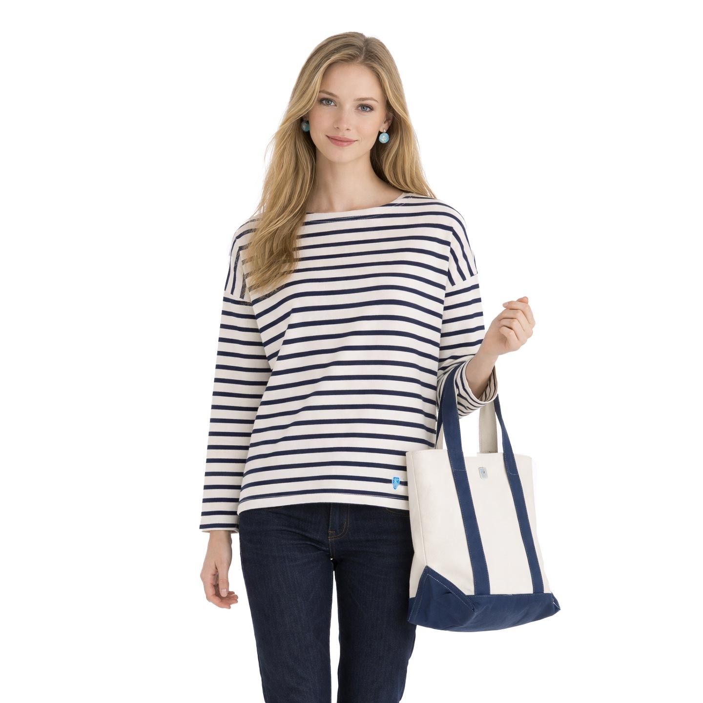 Striped shirt Ecru / Marine oversize Made in France Orcival