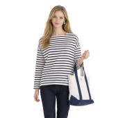 Striped shirt Ecru / Marine oversize Made in France Orcival