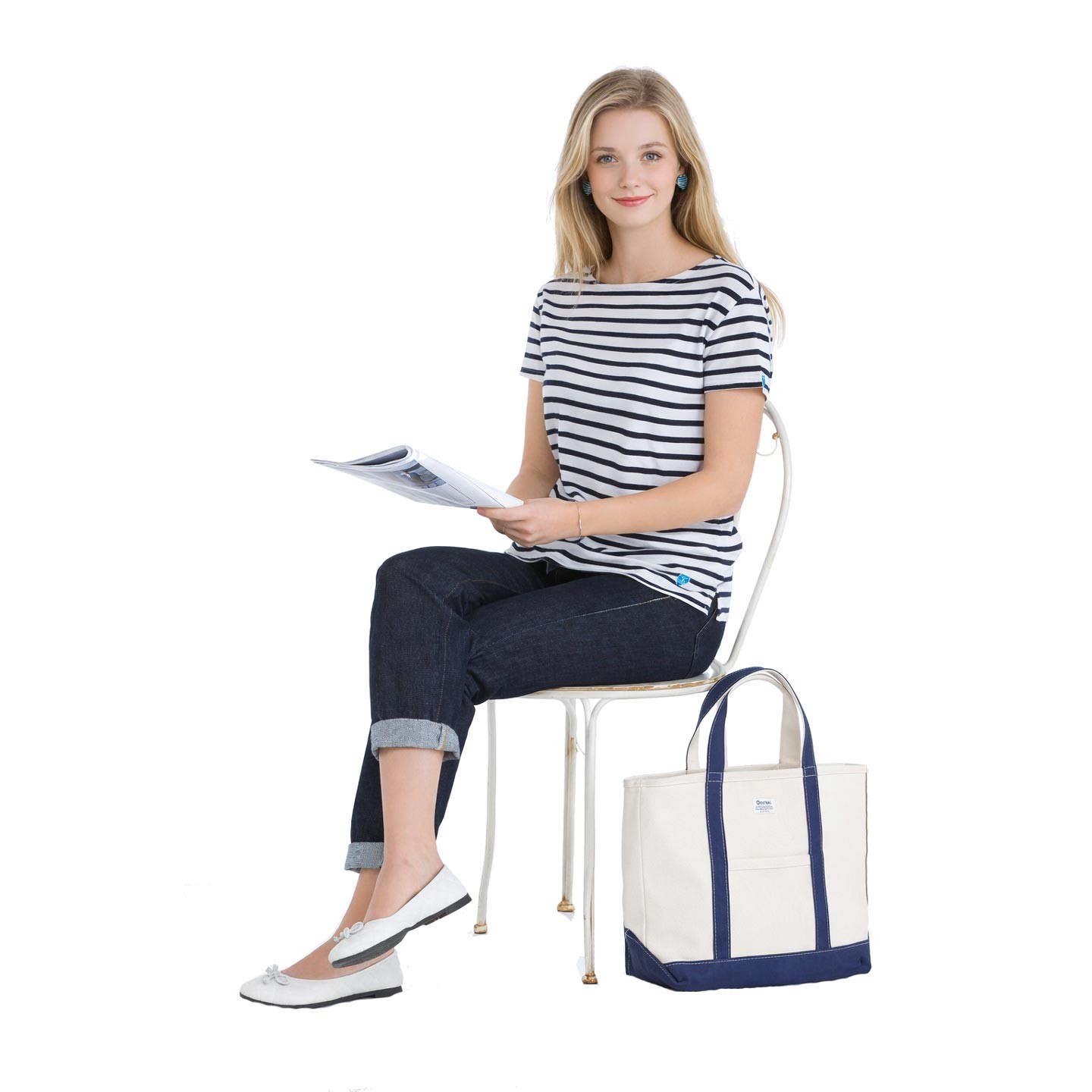 Marinière courte oversize Blanc / Marine, mixte B212