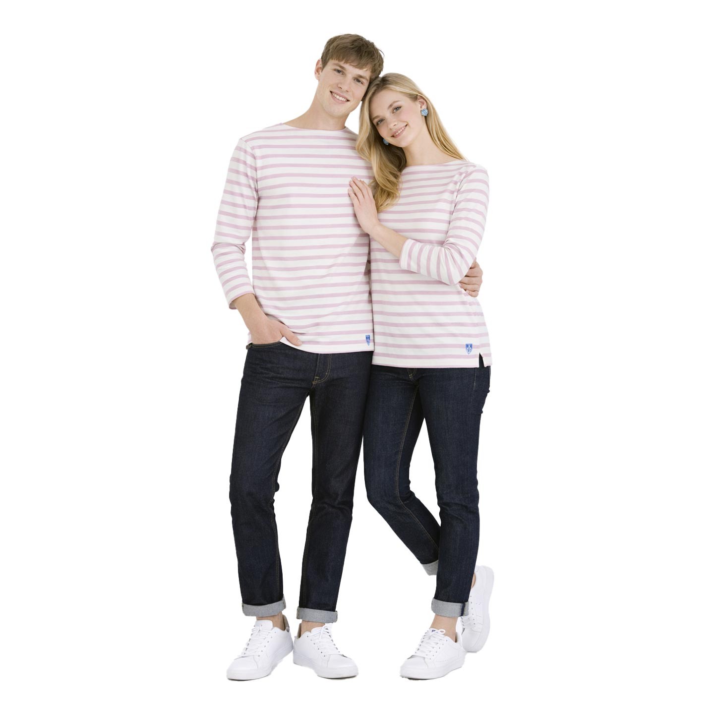 Striped shirt White / Sumire, unisex made in France Orcival