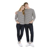 Ecru / marine striped breton shirt made in France mariniere