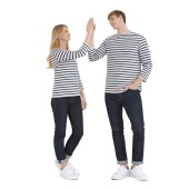 Striped shirt Écru / Indigo unisex 100% made in France Orcival