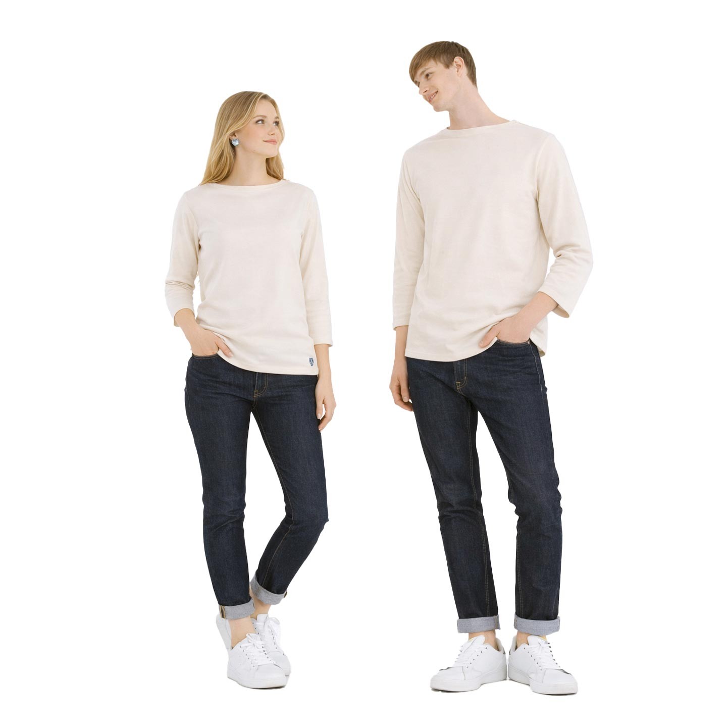 Marinière Ecru Uni, mixte fabriquée en france Orcival