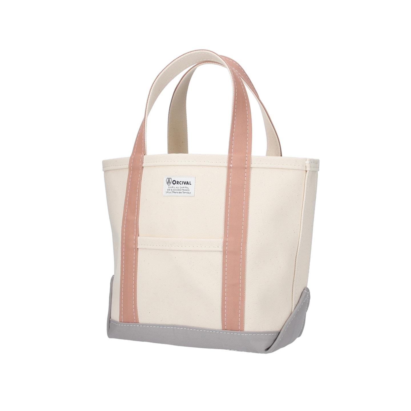 Ecru / Smocky Pink / Grey Canvas Tote Bag medium