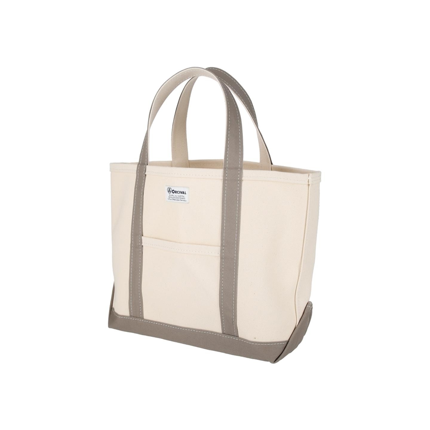 Ecru / Taupe Canvas Tote Bag medium