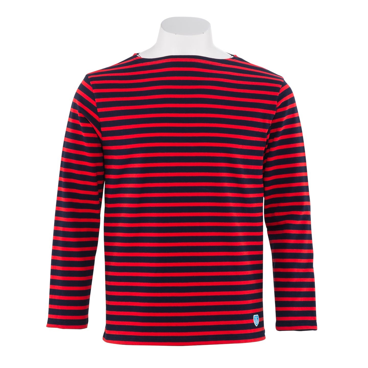 Striped shirt Navy / Red, unisex made in France Orcival