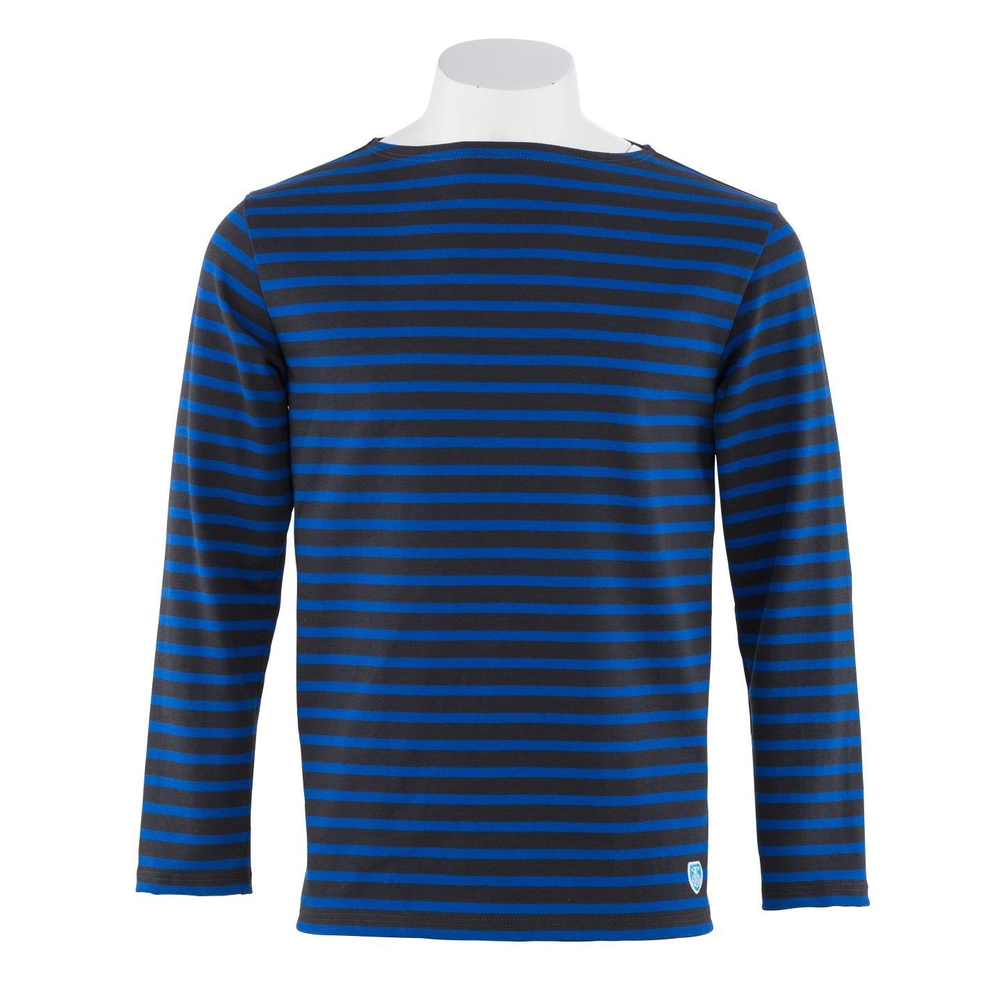 Striped shirt Granit / Blue Klein, unisex made in france Orcival Striped shirt Granit / Blue Klein, unisex made in france Orcival