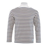 Striped shirt Ecru / Mixed Indigo, unisex made in France Orcival