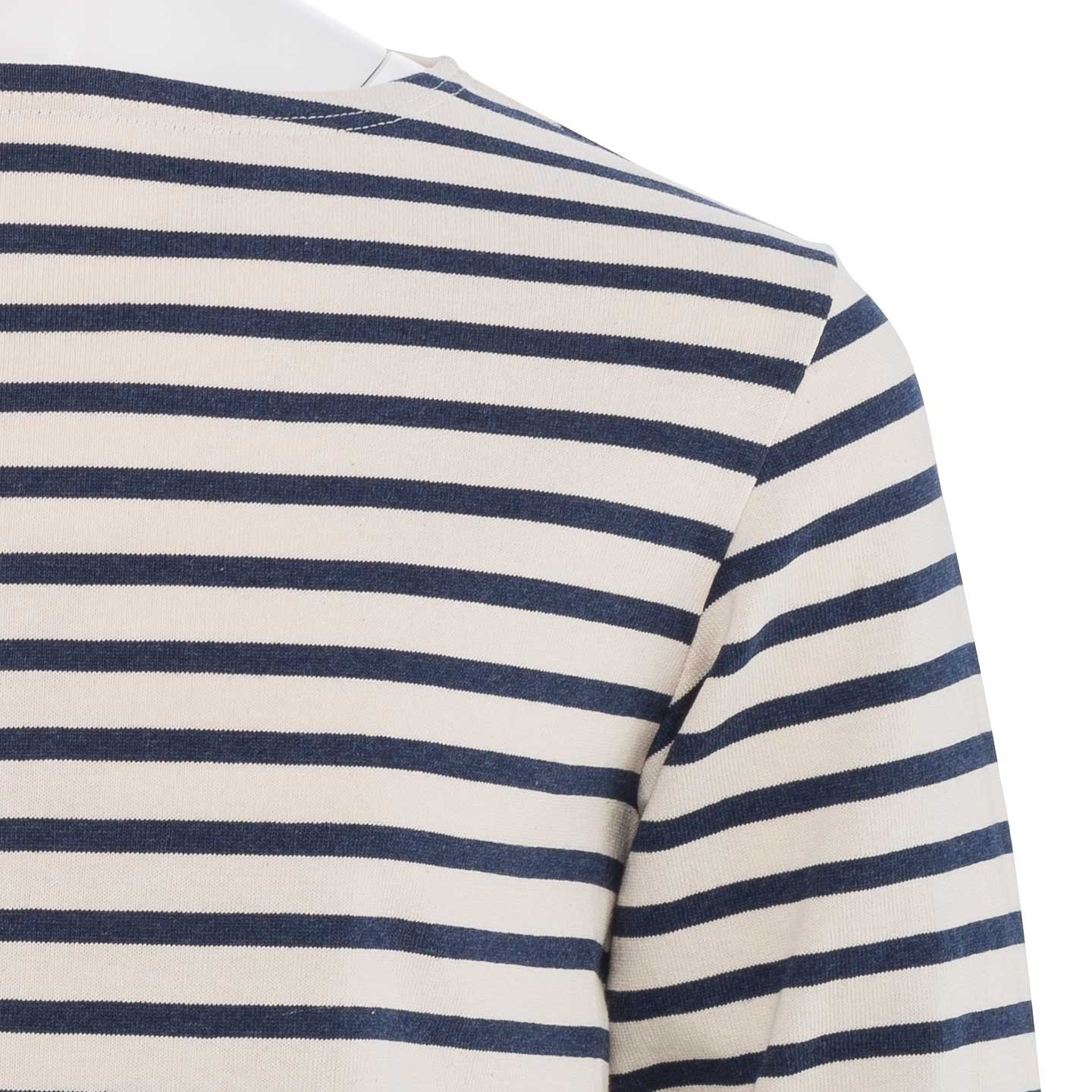 Striped shirt Ecru / Mixed Indigo, unisex made in France Orcival