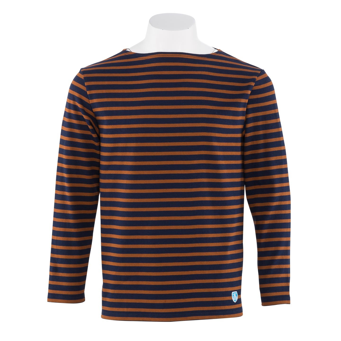 Striped shirt Navy / Hazelnut, unisex made in France Orcival Striped shirt Navy / Hazelnut, unisex made in France Orcival