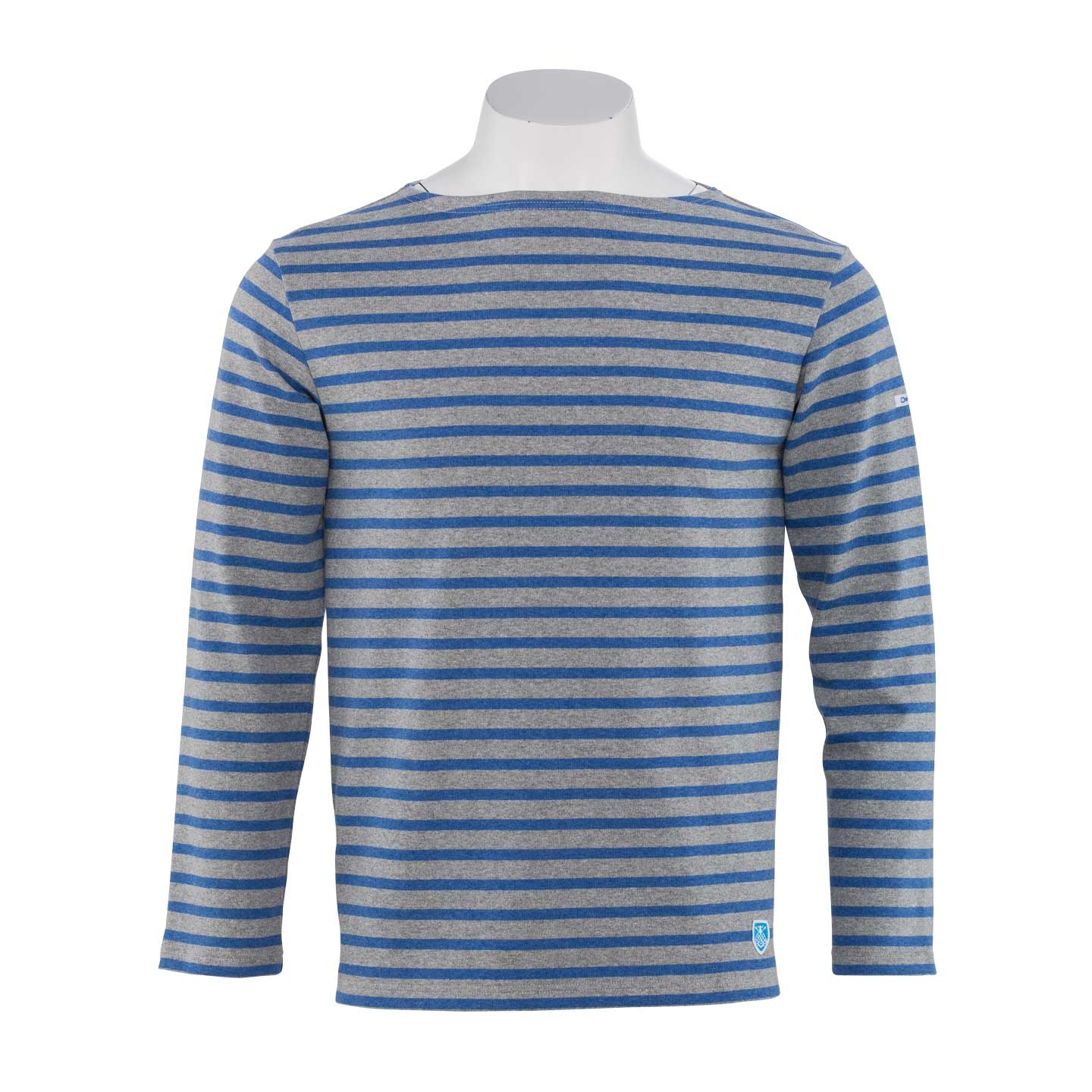 Marinière Heather Grey / Q. Blue, unisex made in France Orcival Marinière Heather Grey / Q. Blue, unisex made in France Orcival